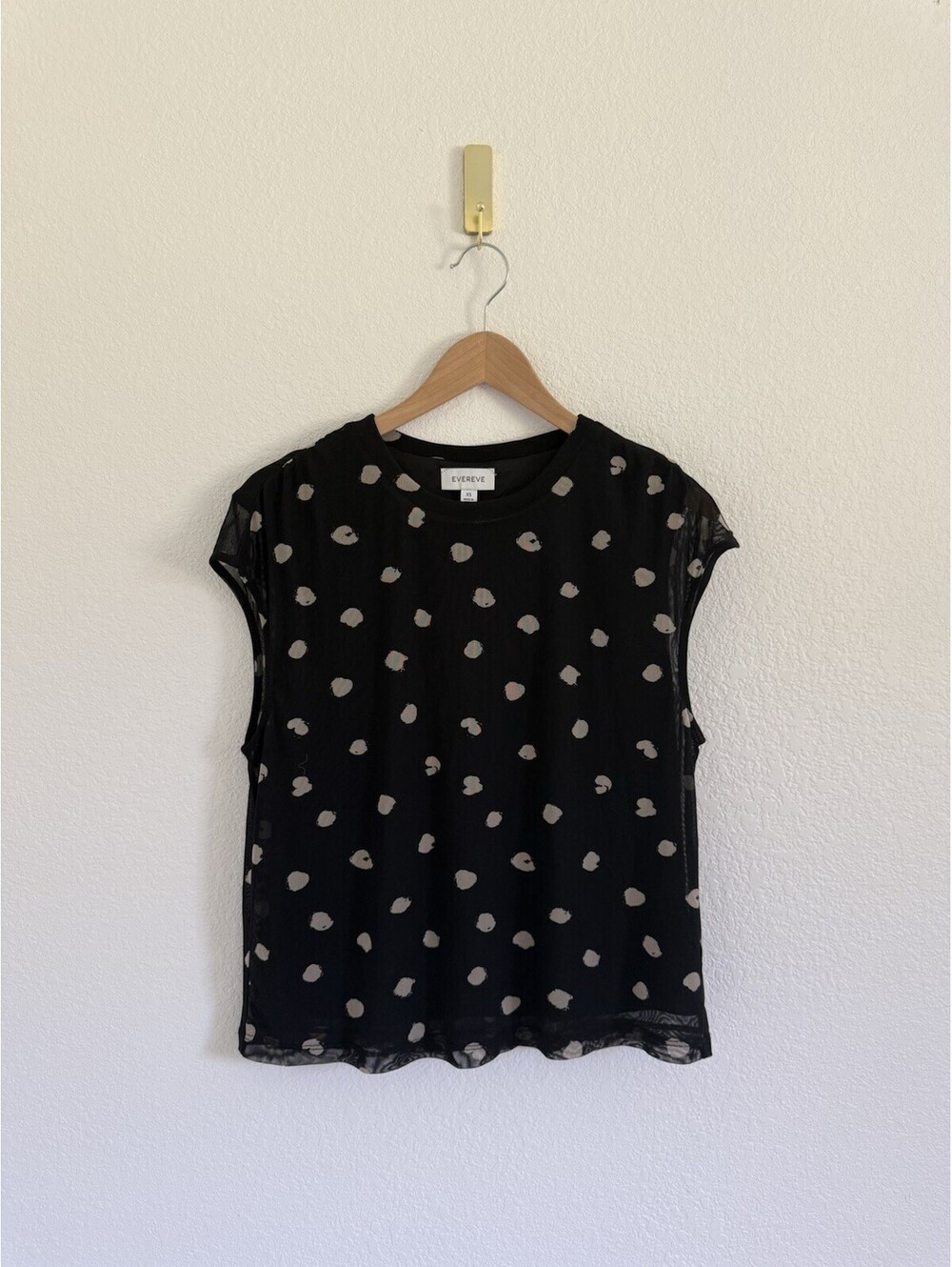 Evereve Mcclane Muscle Top Women's Size X-Small Polka Dot Printed Blouse - Picture 2 of 7